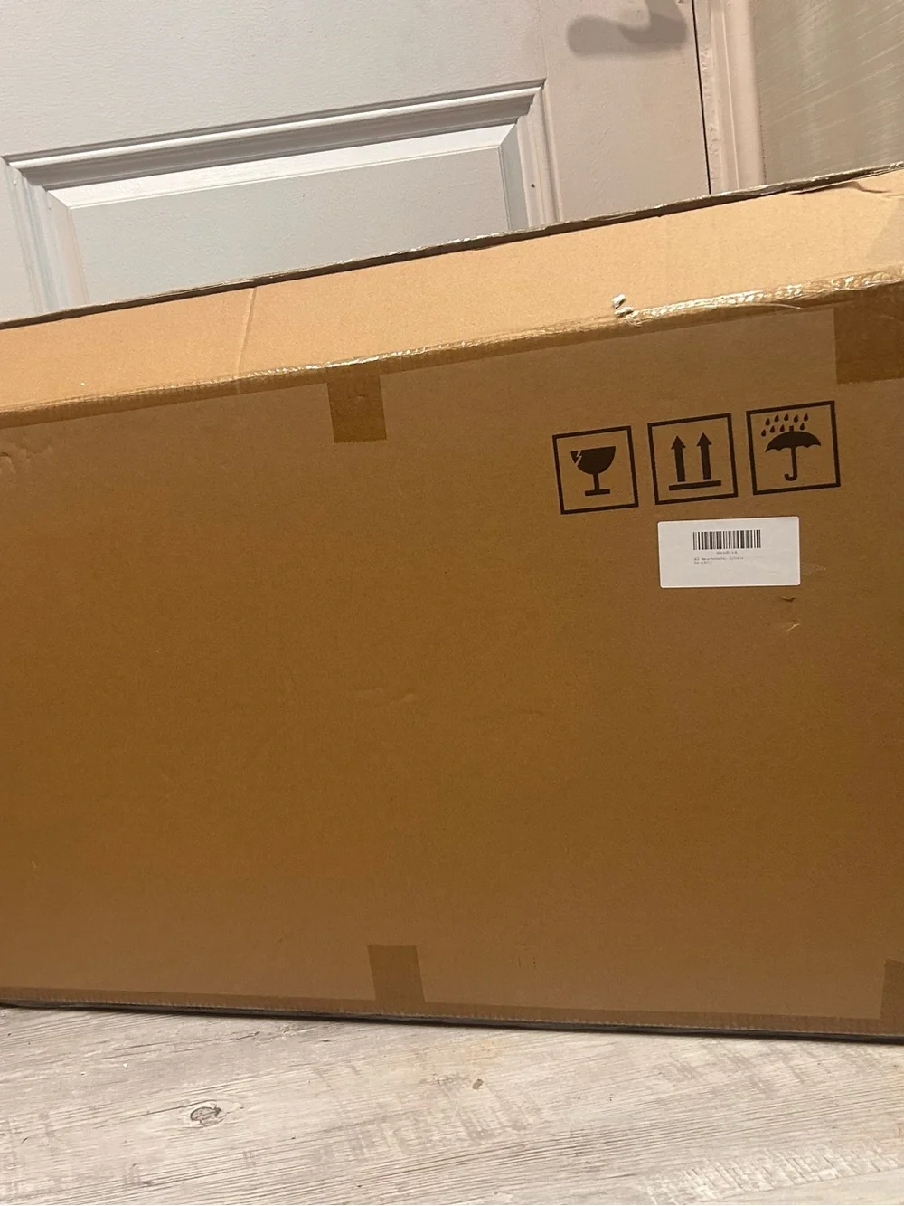 NIB Anmotpe Large Modern Geometric Wall Clock 37.7x21 Wood Metal Silent
